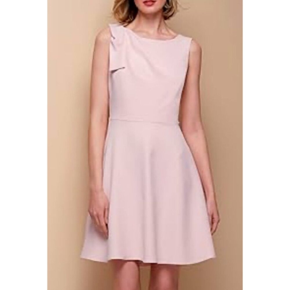 IMNYC Issac Mizrahi A Line Dress Pink Bow Stretch Career Church Washable NWT NEW